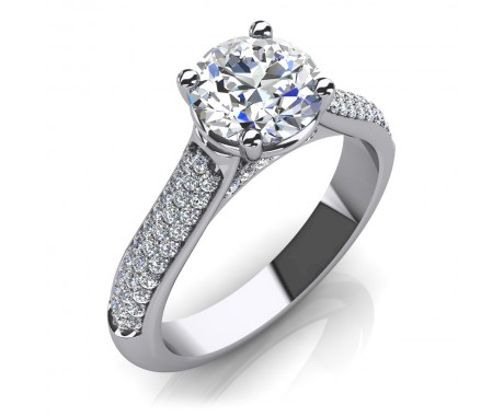 1.75 ct Round Cut Diamond Accented Solitaire Engagement Ring