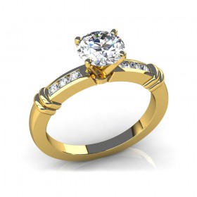 1.01 ct Round Brilliant Cut Diamond Accented Engagement Ring in Yellow Gold