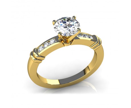 1.01 ct Round Brilliant Cut Diamond Accented Engagement Ring in Yellow Gold