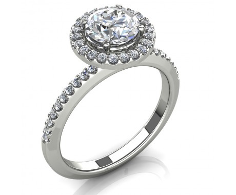 1.48 ct Round Cut Diamond Halo Engagement Ring