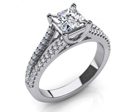 1.71 ct Princess Cut Diamond Chevron Head Acented Engagement Ring