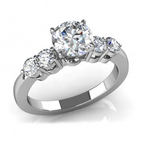 1.54 ct Round Cut Diamond Five Stone Engagement Ring