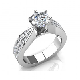 1.72 ct Round Diamond Double Row Accent Engagement Ring