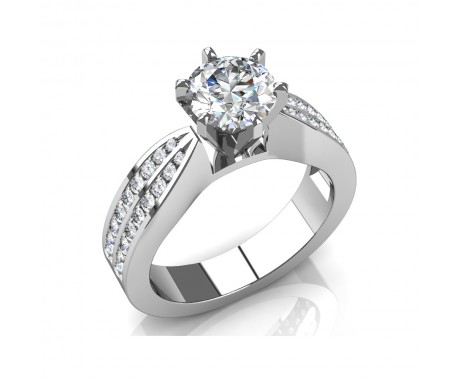 1.72 ct Round Diamond Double Row Accent Engagement Ring