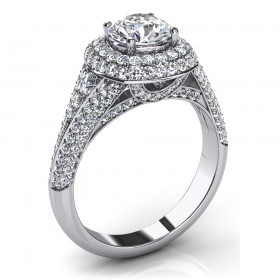 3.25 ct Round Cut Diamond Accented Halo Engagement Ring