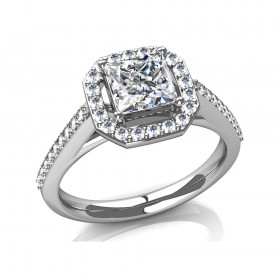 1.70 ct Princess Cut Diamond Halo Skinny Engagement Ring