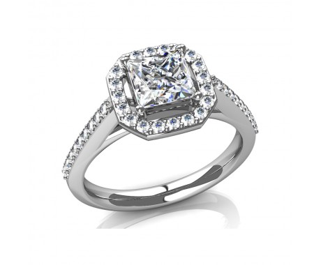 1.70 ct Princess Cut Diamond Halo Skinny Engagement Ring