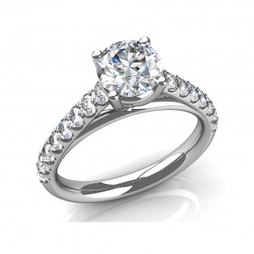 1.74 ct Round Cut Diamond High Set Engagement Ring With Accented Diamonds