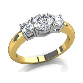 1.75 ct Round Cut Diamond Simple Three Stone Engagement Ring