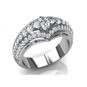 2.15 ct Round Cut Diamond Anniversary Wedge Ring