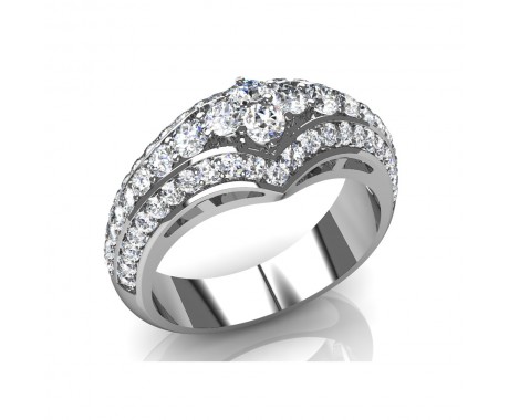 2.15 ct Round Cut Diamond Anniversary Wedge Ring