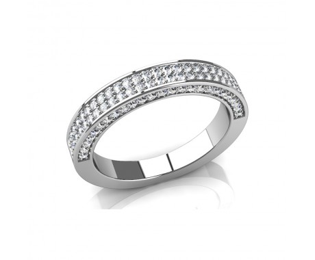 1.30 ct Two Row Round Cut Diamond Wedding Band 