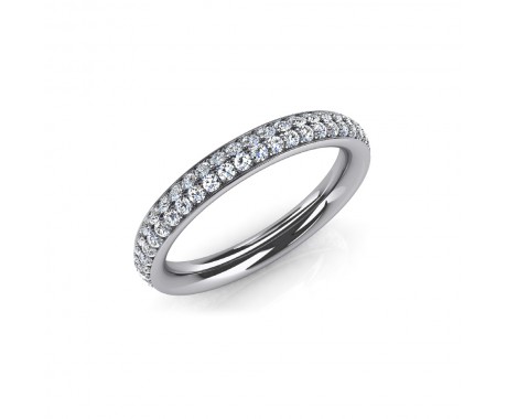 1.35 ct. Ladies Two Row Round Cut Diamond Wedding Band