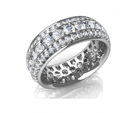 5.50 ct. Ladies Triple Row Round Cut Diamond Eternity Wedding Band Ring