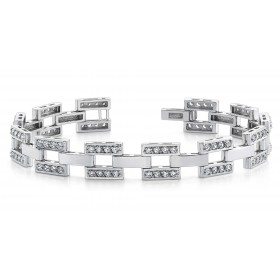 5.00 ct Diamond Checkered Link Men's Bracelet in White Gold