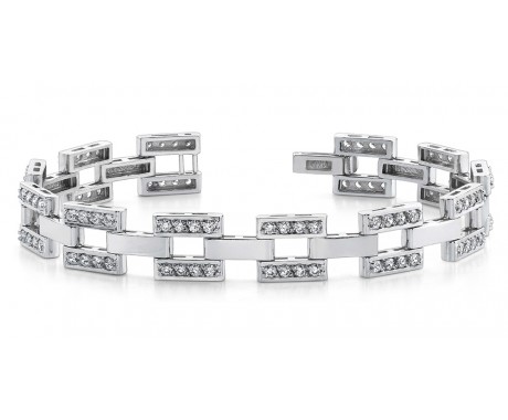 5.00 ct Diamond Checkered Link Men's Bracelet in White Gold