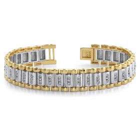 1.75 ct Men's White and Yellow Gold Diamond Accented Bracelet