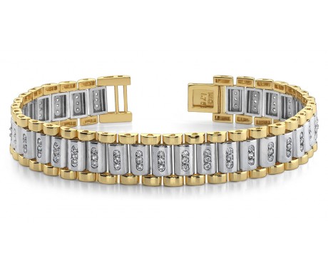 1.75 ct Men's White and Yellow Gold Diamond Accented Bracelet