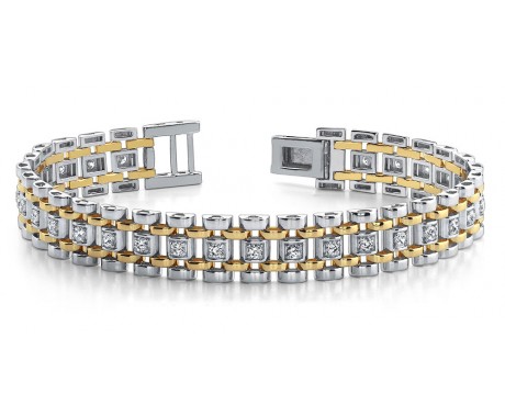 1.00 ct Men's Round Cut Diamond Link Bracelet