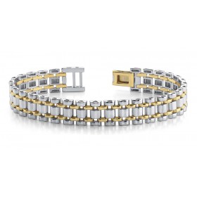 Link Bracelet in Yellow and White Gold
