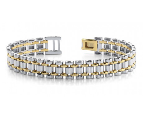 Link Bracelet in Yellow and White Gold