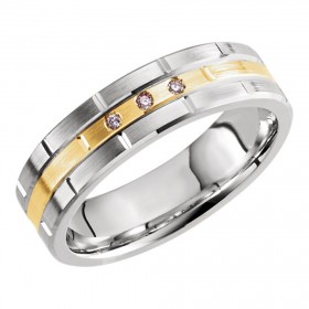 0.15 ct Two Tone Men's Grooved Wedding Band