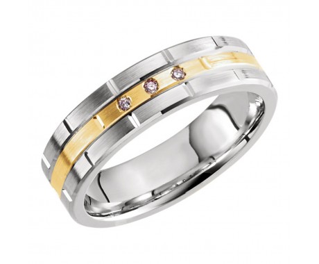 0.15 ct Two Tone Men's Grooved Wedding Band