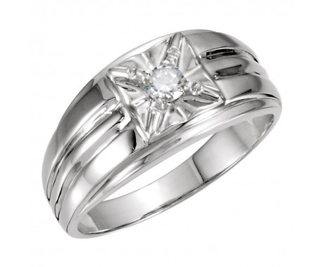0.15 ct Men's Round Cut Diamond Illusion Solitaire Ring