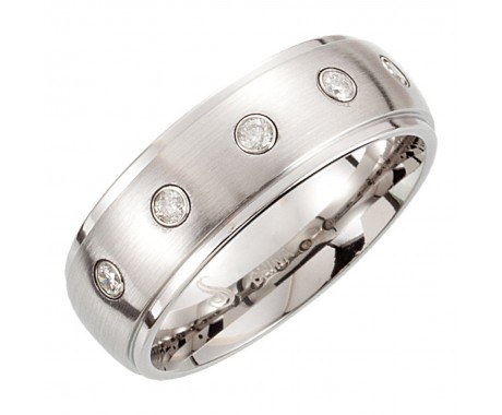 0.32 ct Men's Round Cut Diamond Ridged Band