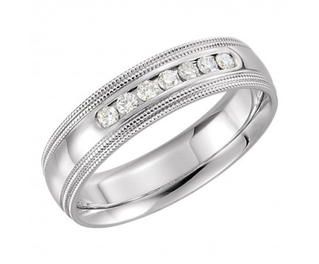 0.50 ct Men's Round Cut Diamond Double Milgrain Wedding Band