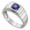 14 Kt White Gold Men's Sapphire Stone Ring