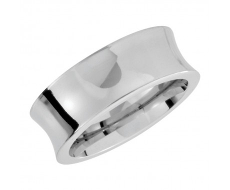 14 kt White Gold Men's Concave Band