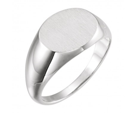 14 kt White Gold Men's Oval Signet Ring