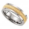 14 kt Two Tone Men's Milgrain Band