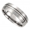 14 kt White Gold Men's Grooved And Satin Finish Ring