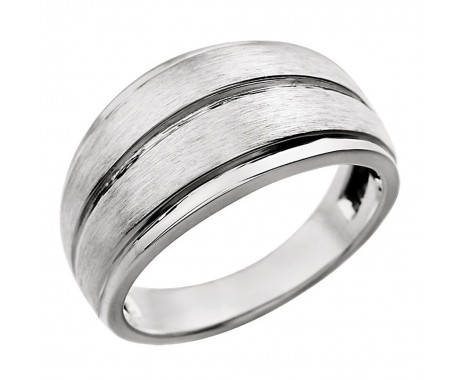 14 kt White Gold Men's Grooved Ring