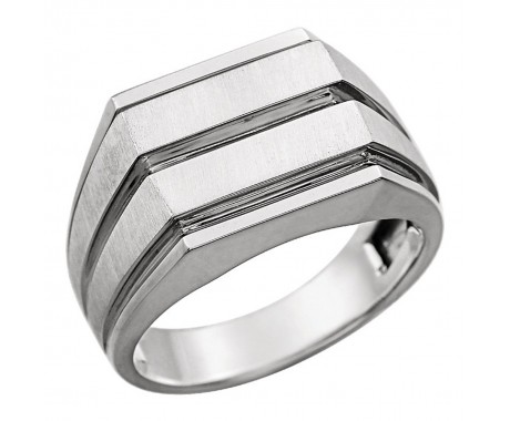 14 kt ttw White Gold Men's Grooved Ring