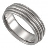 14 kt White Gold Men's Grooved and Domed Band
