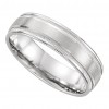 14 kt White Gold Men's Milgrain Wedding Band With Satin Finish