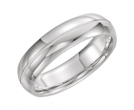 14 kt White Gold Men's Milgrain Wedding Band