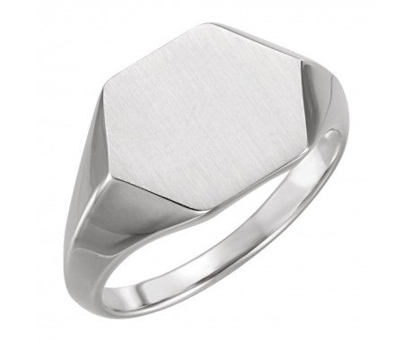 14 kt White Gold Men's Pentagonal Signet Ring