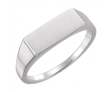 14 kt White Gold Men's Rectangle Signet Ring