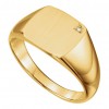 14 kt Yellow Gold Signet Ring With Diamond Accent