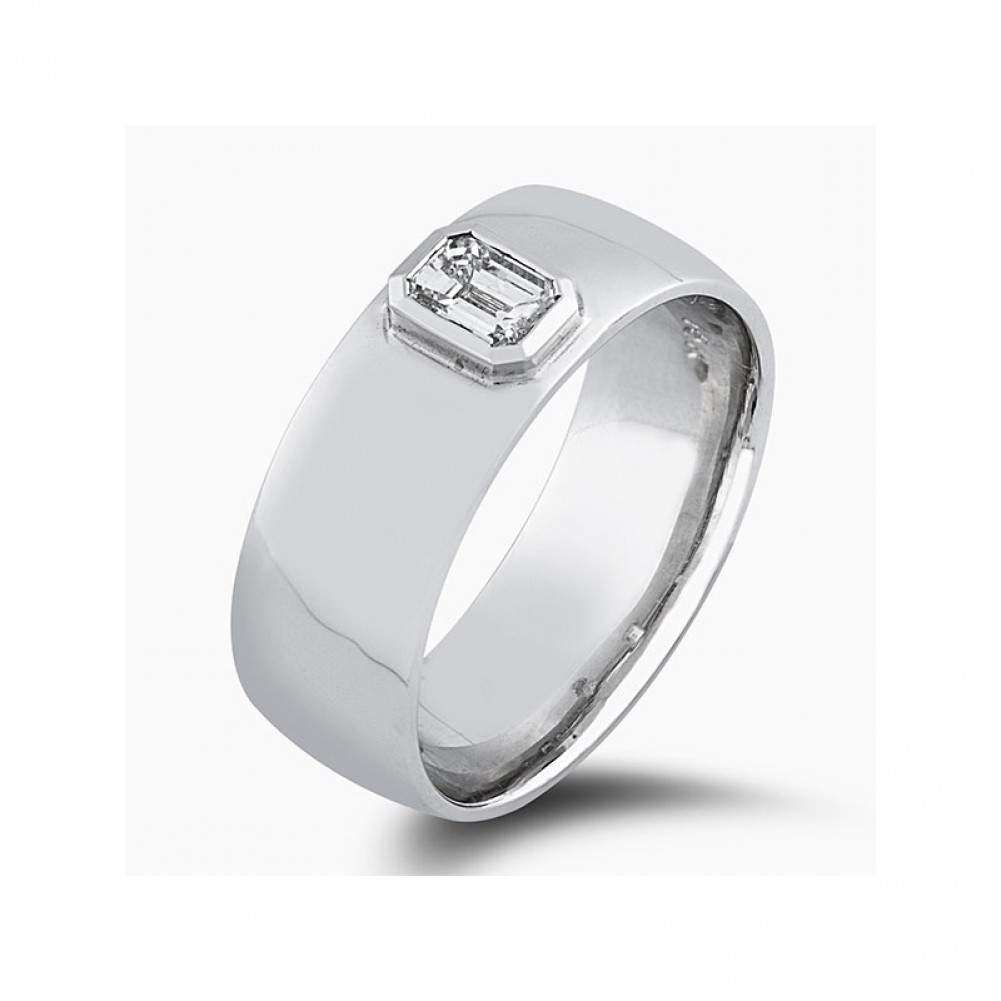 0.15 ct Men's Emerald Cut Diamond Wedding Band Ring