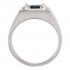 14 kt White Gold Men's Round Cut Blue Sapphire Ring