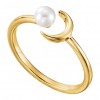 Freshwater Pearl Crescent Ring in 14 Kt Yellow Gold
