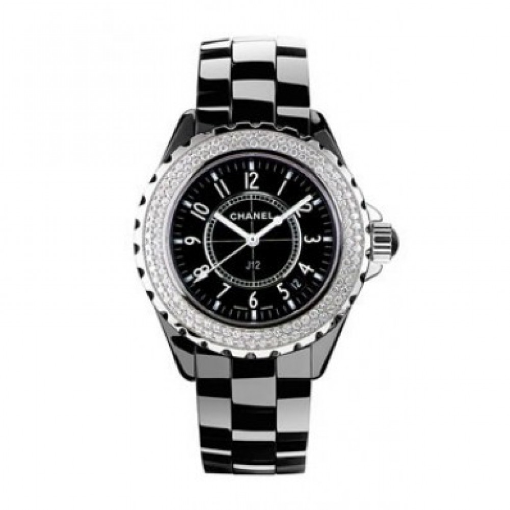 Chanel Black J12 Ceramic and Diamonds 33mm Quartz Watch-H0949