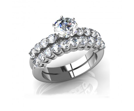 2.45 ct Round Cut Diamond Engagement Ring and Matching Wedding Band Bridal Set