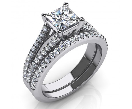 2.21 ct Princess Cut Diamond Engagement Ring Wedding Band Bridal Set