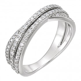 1.62 ct Ladies Round Cut Diamond Criss Cross Wedding Band